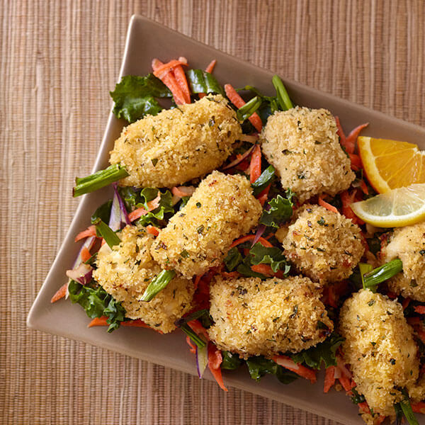 Spring Onion Chicken Bites with Kohlrabi Kale Slaw