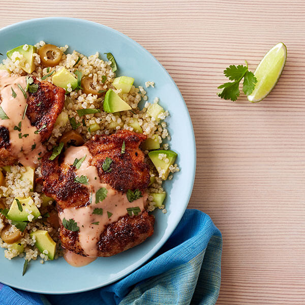 Chicken with Chipotle Béarnaise & Avocado Lime Quinoa