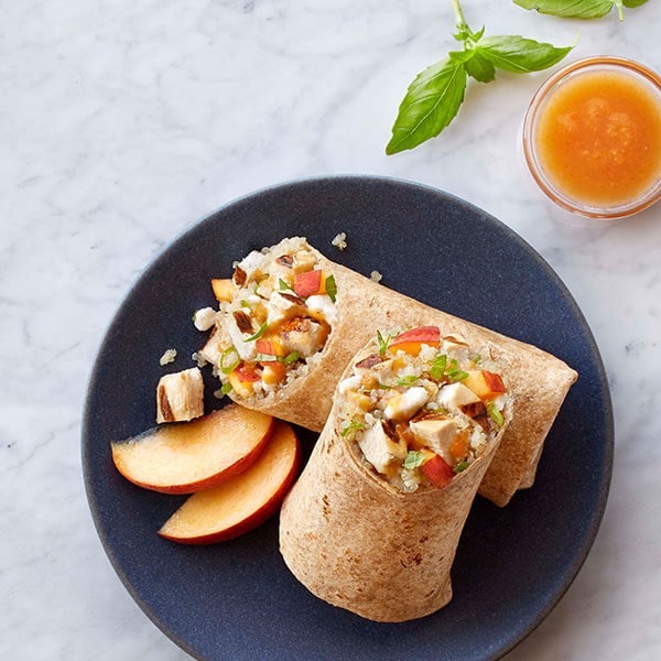 Grilled Peach Chicken & Basil Wraps