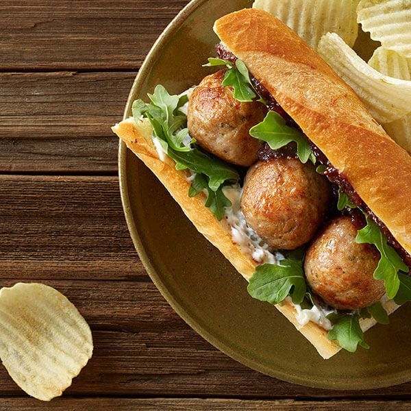 Turkey Sage Meatball Sandwich with Fig Chutney