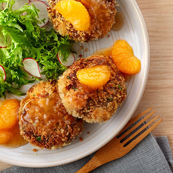 Crispy Feta Chicken Croquettes with a Mandarin Orange Sauce