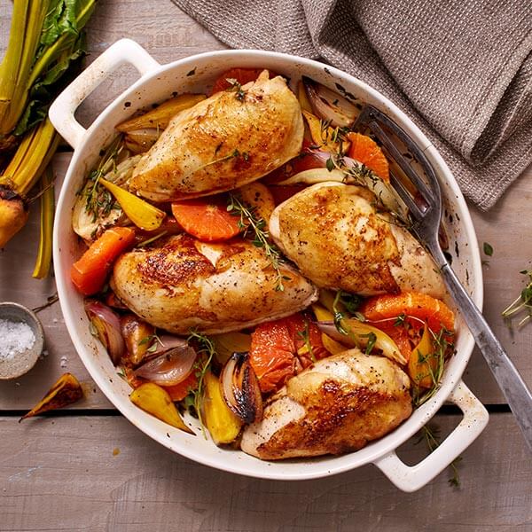 Roasted Chicken Breasts with Golden Beets