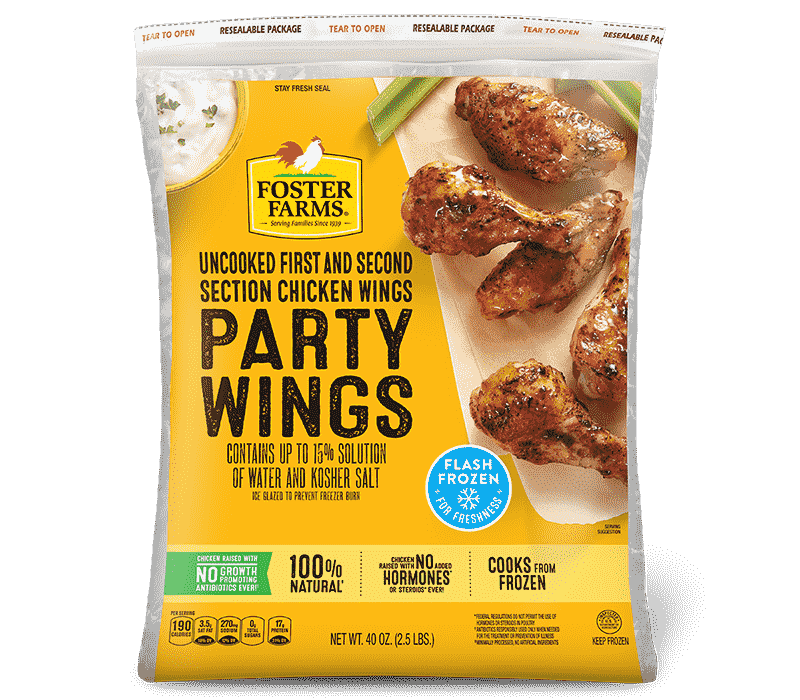 Uncooked Chicken Party Wings, Frozen - 40 oz
