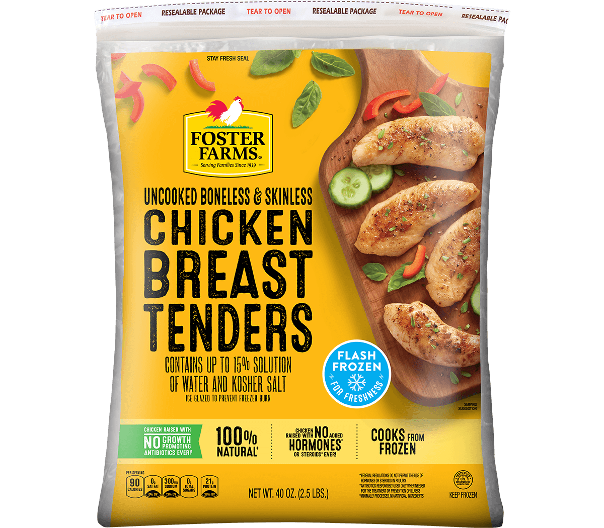 Uncooked Boneless Skinless Chicken Breast Tenders, Frozen - 40 oz