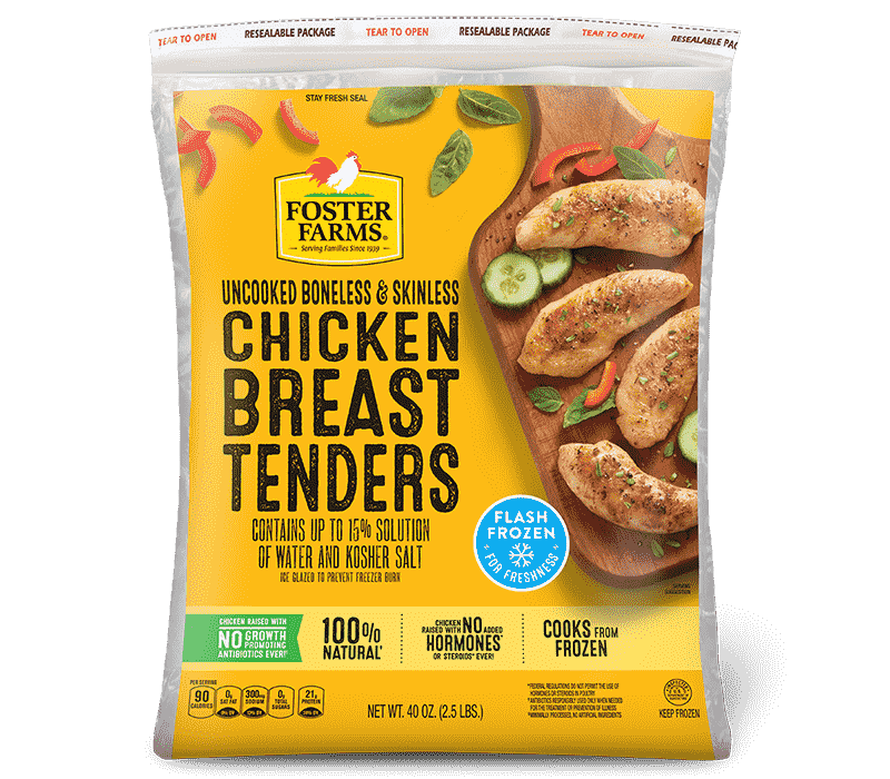 Uncooked Boneless Skinless Chicken Breast Tenders, Frozen - 40 oz
