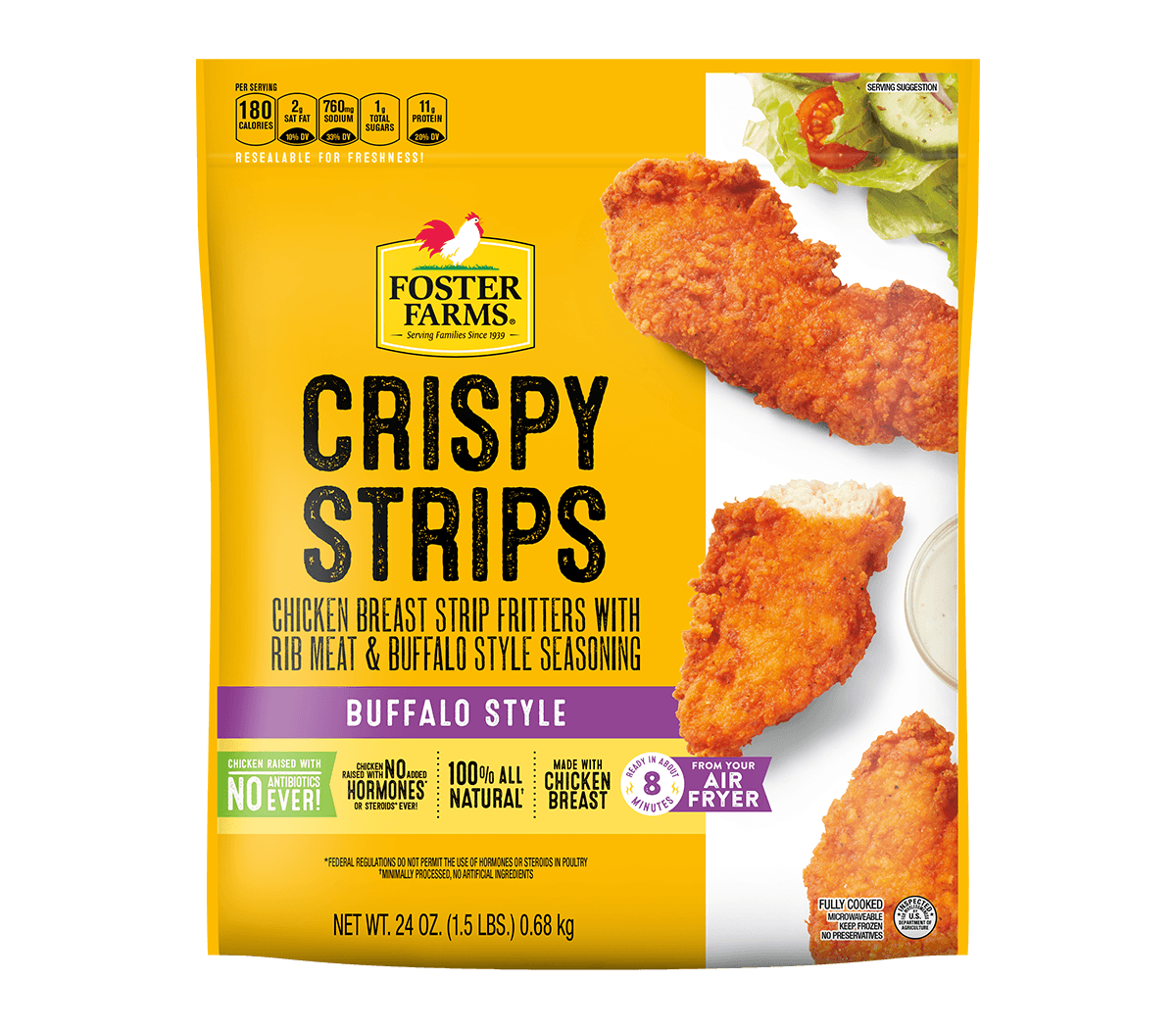 Foster Farms Buffalo Style Crispy Chicken Strips, Frozen - 24 oz