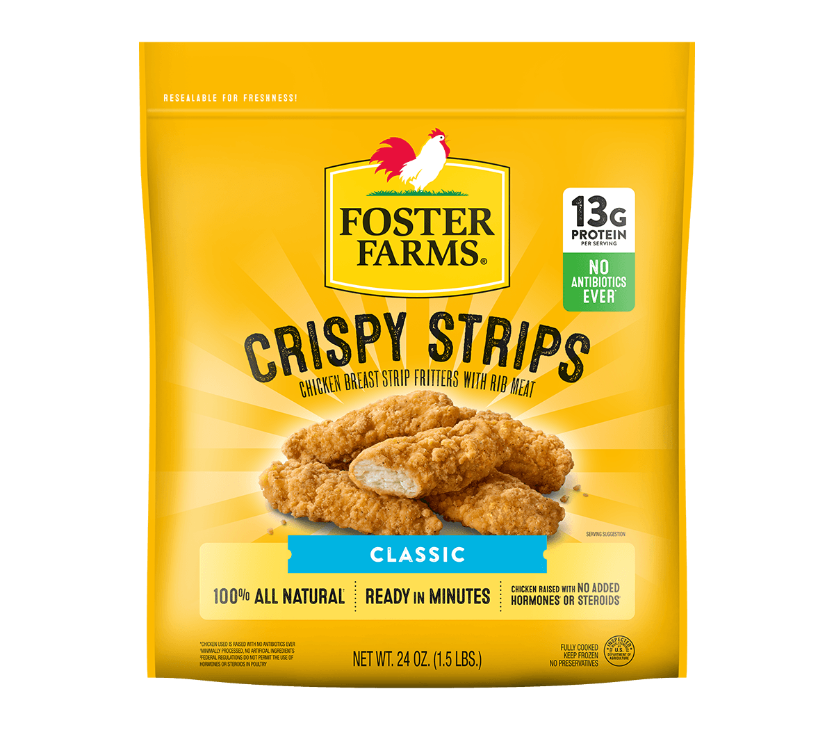 Crispy Chicken Strips, Frozen - 24 oz