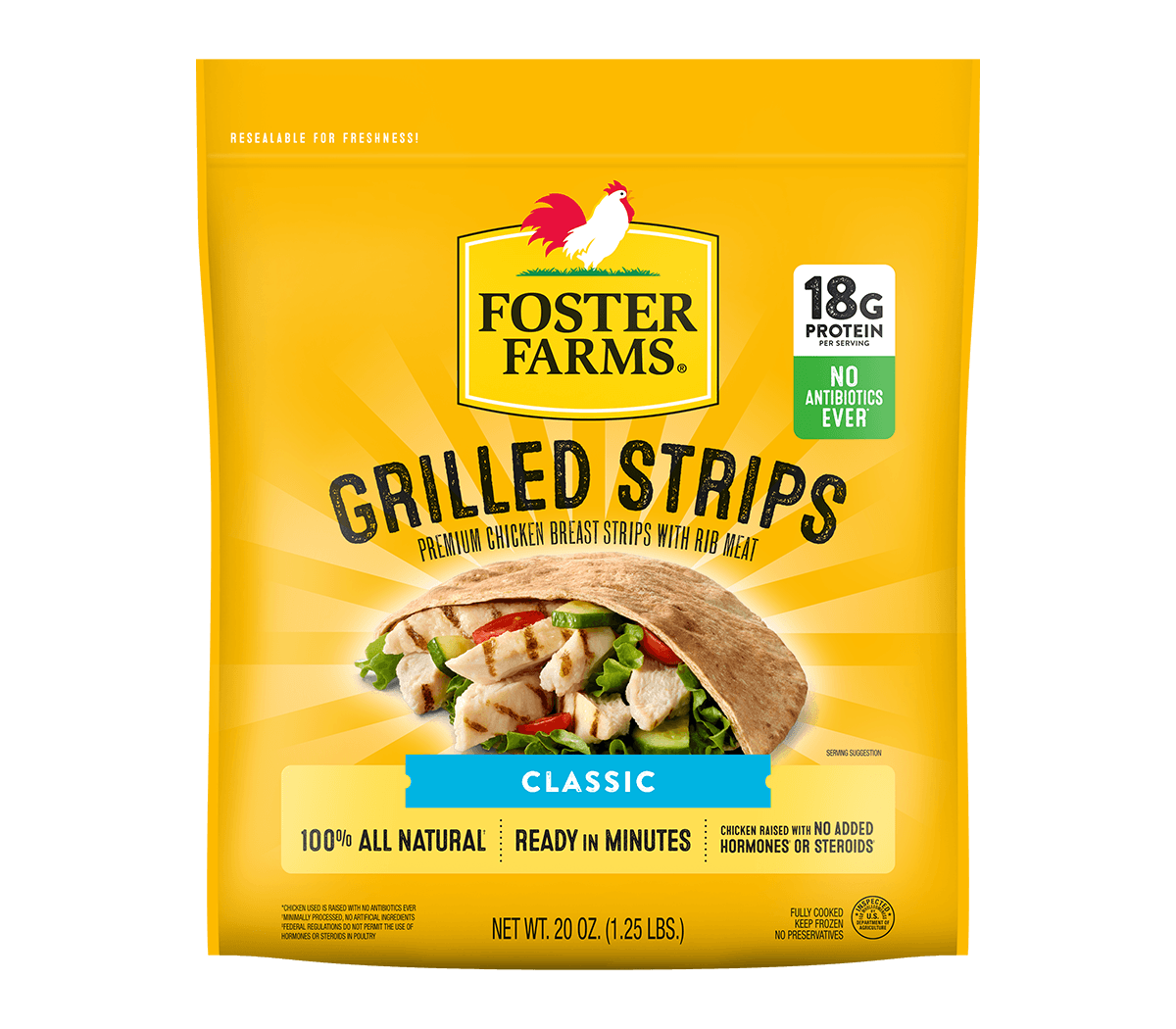 Grilled Chicken Strips, Frozen - 20 oz