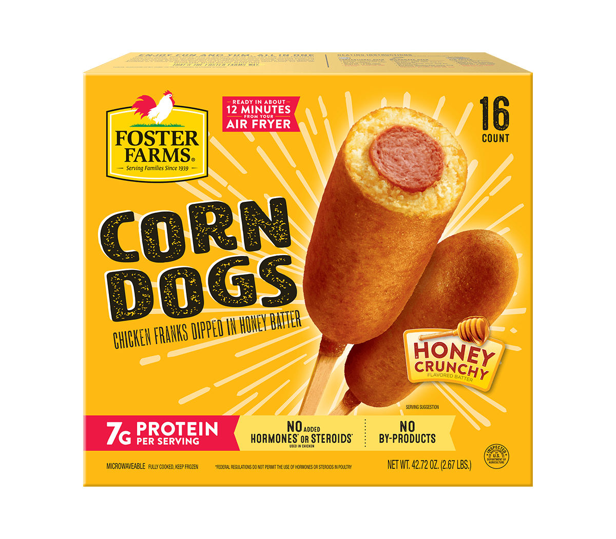 Honey Crunchy Corn Dogs, Frozen - 16 ct