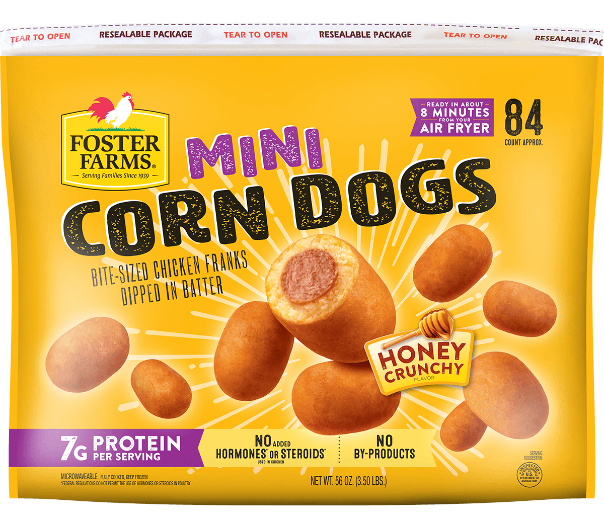 Honey Crunchy Mini Corn Dogs Family Pack, Frozen - 84 ct