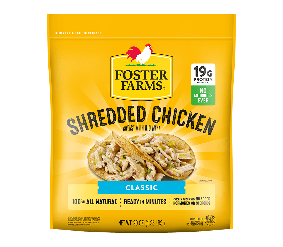 Shredded Chicken Breast, Frozen - 20 oz