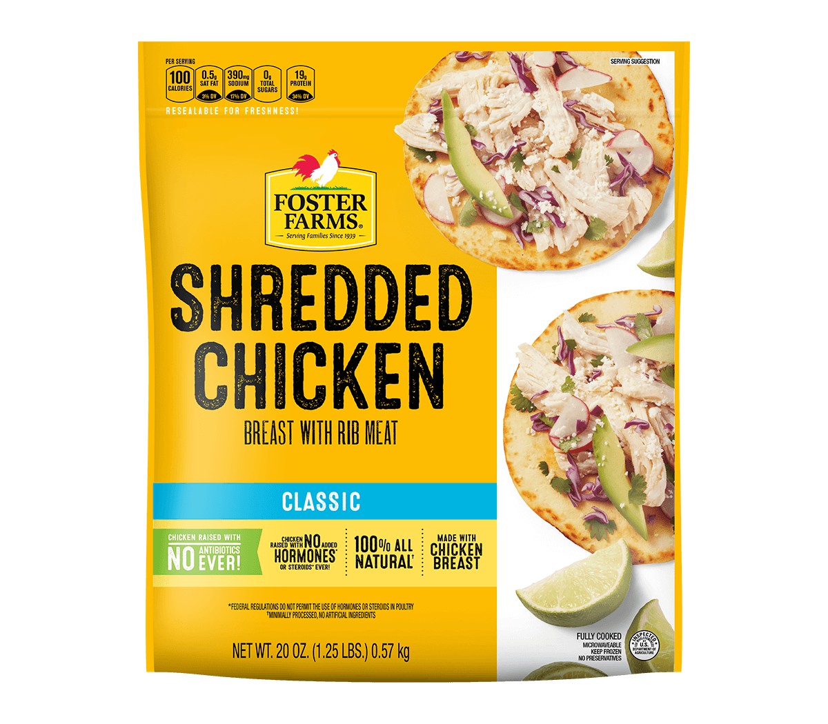 Shredded Chicken Breast, Frozen - 20 oz