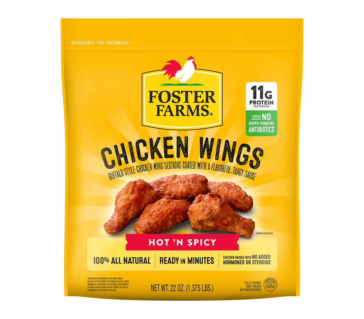 Hot & Spicy Chicken Wings, Frozen - 22 oz