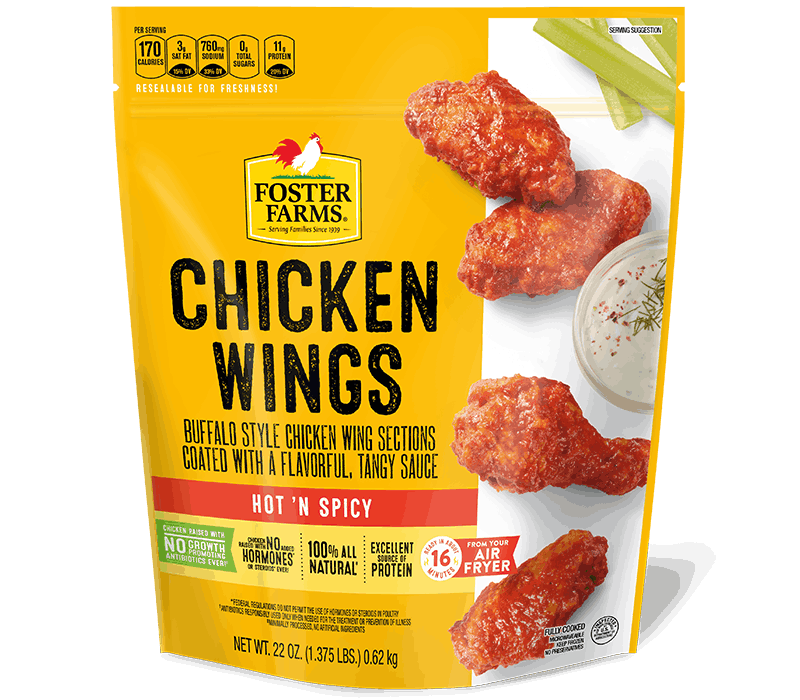 Hot & Spicy Chicken Wings, Frozen - 22 oz