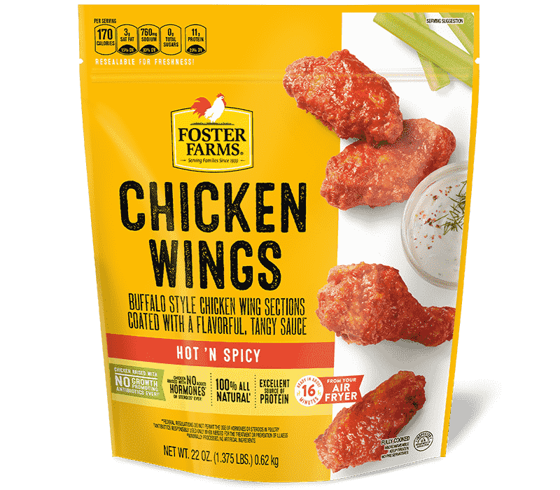 Hot & Spicy Chicken Wings, Frozen - 22 oz