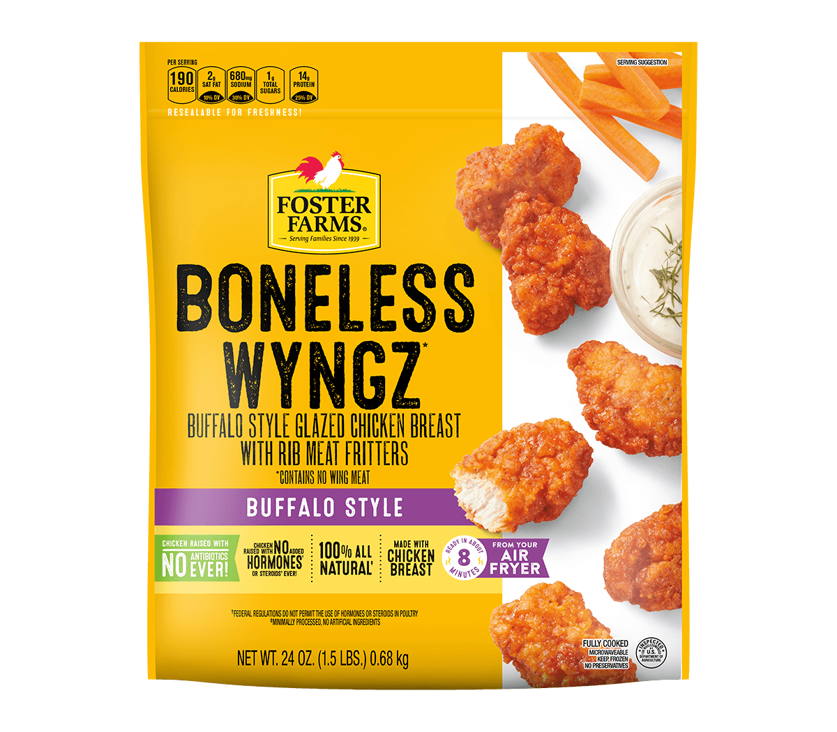 Buffalo Style Boneless Chicken Wyngz, Frozen - 24 oz