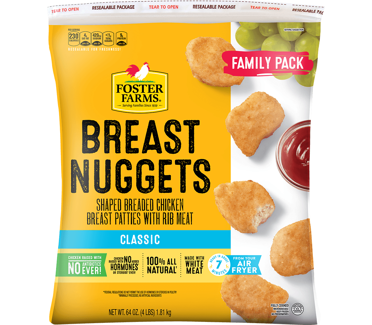 Chicken Nuggets Family Pack, Frozen - 64 oz