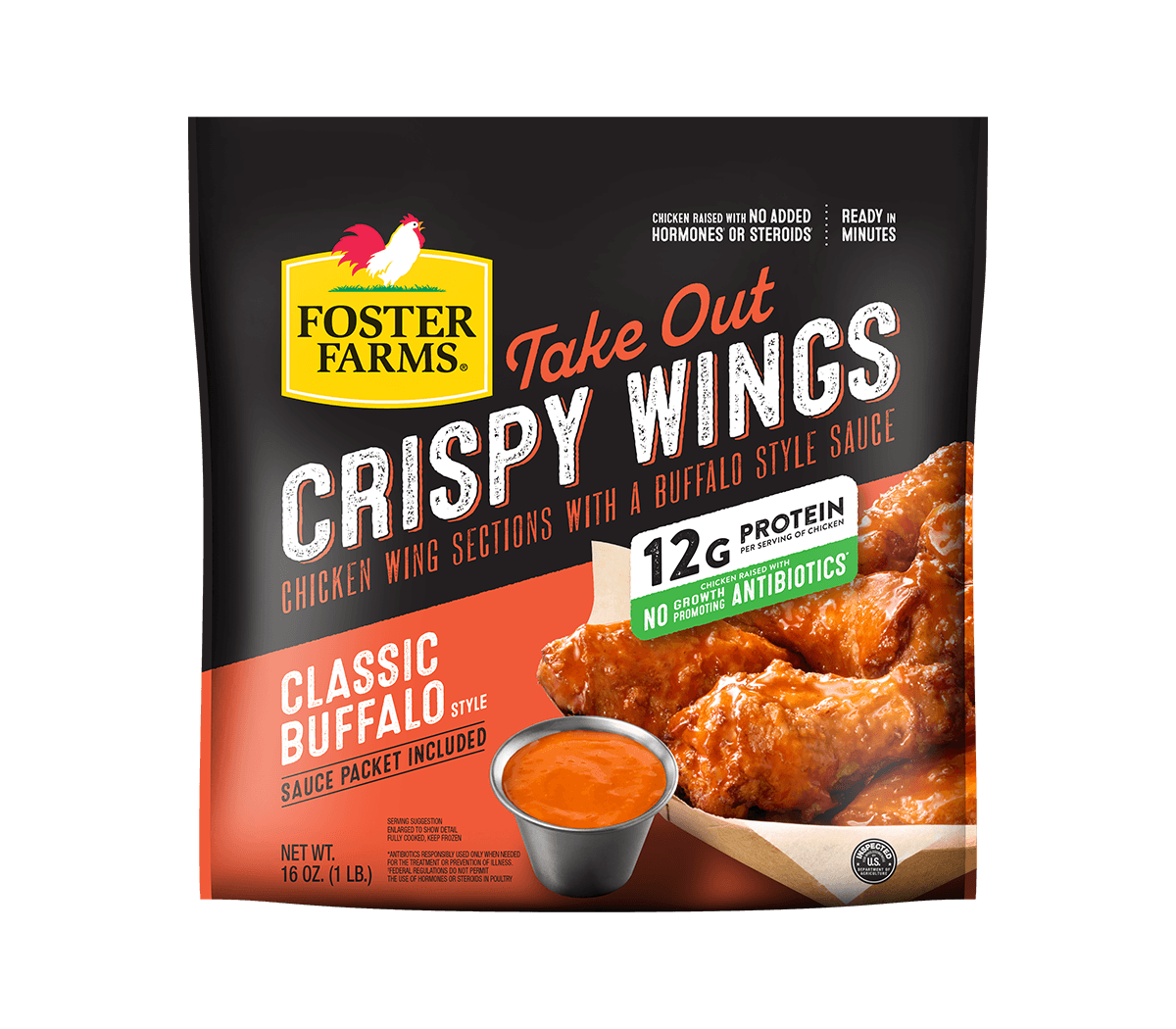 Take Out Classic Buffalo Crispy Chicken Wings, Frozen - 16 oz