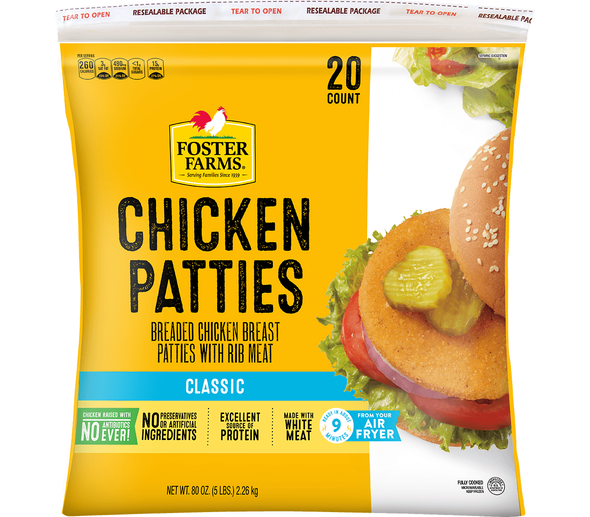 Chicken Patties Family Pack, Frozen - 80 oz