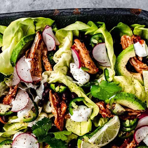 Slow Cooker Salsa Chicken Taco Lettuce Wraps