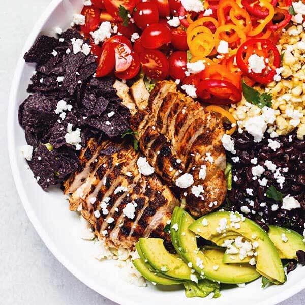 Grilled Chicken Southwestern Salad with Creamy Cilantro Lime Dressing