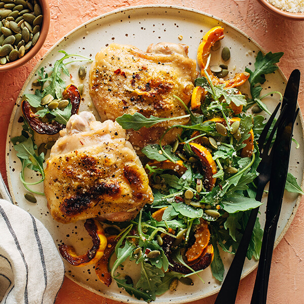 Roasted Chicken Thighs and Delicata Squash