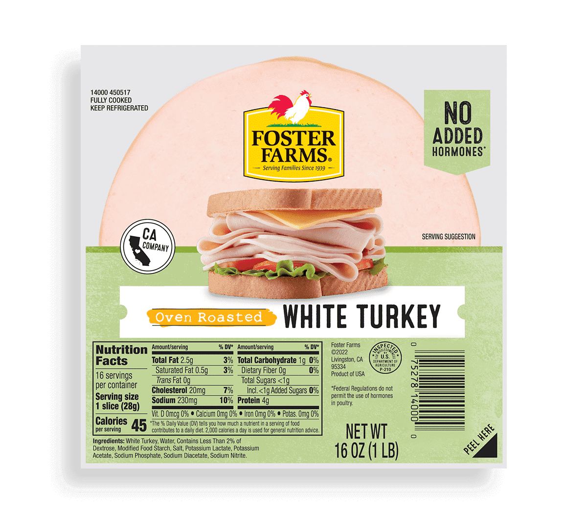 Oven Roasted White Turkey Deli Meat 16 oz. Products Foster Farms