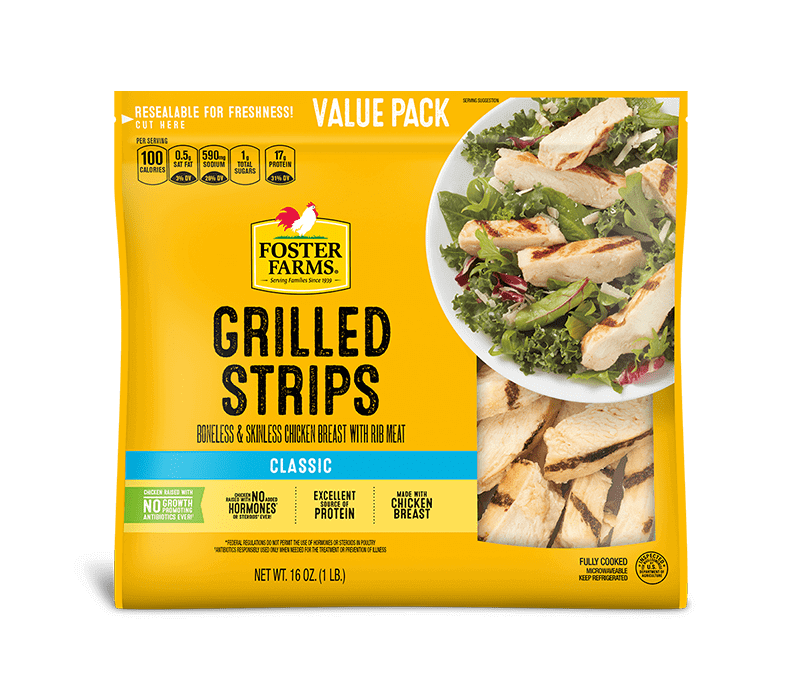 Chicken breast grilled strips products foster farms