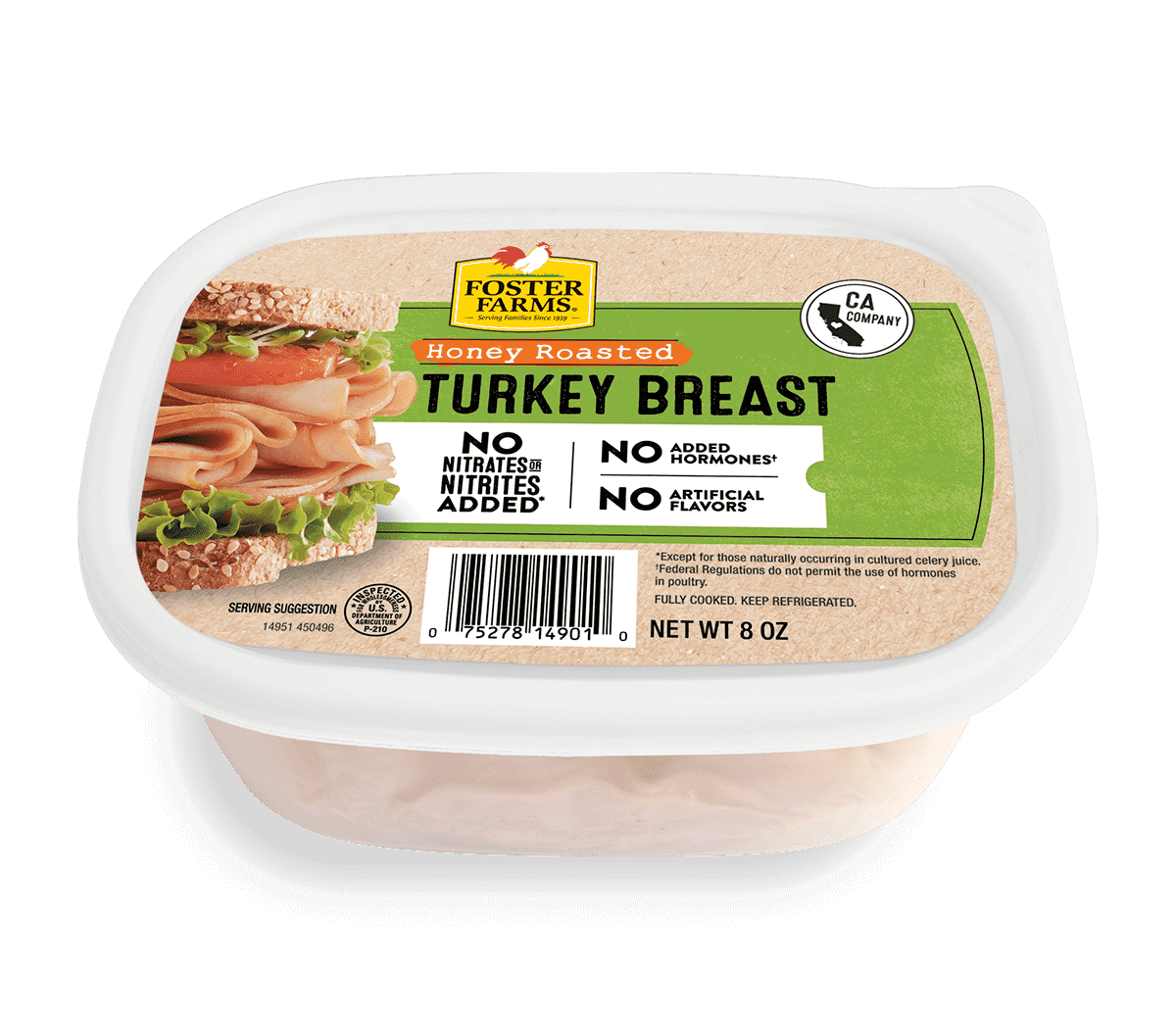 Honey Roasted Turkey Breast Tub Deli Meat - 8 oz.