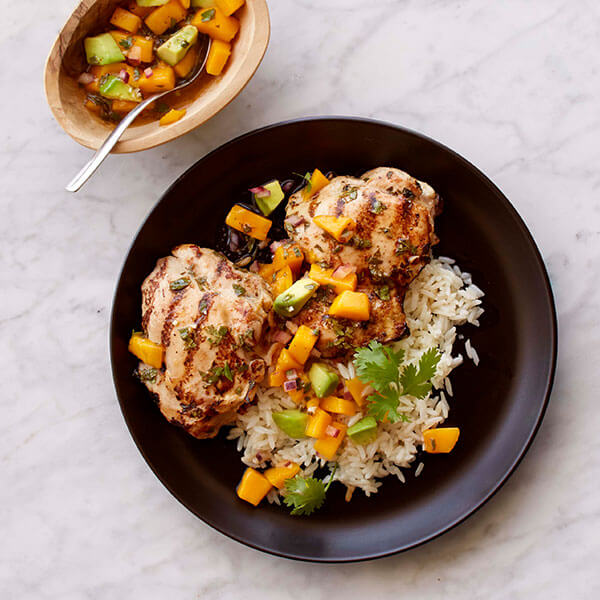 Grilled Cilantro Lime Chicken with Avocado Mango Salsa