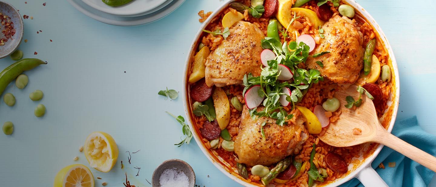 Chicken Paella Recipe With Chorizo & Summer Veggies - Recipe