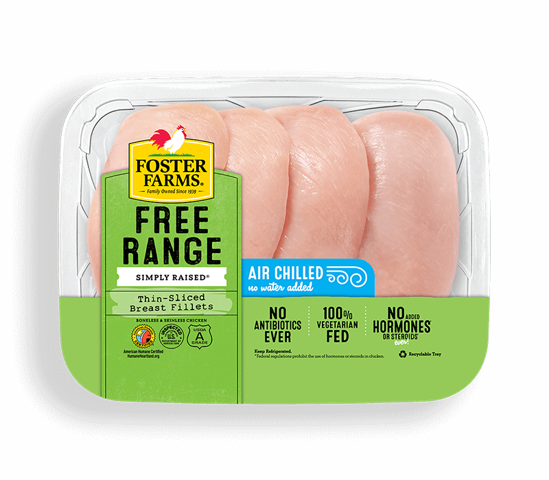 Free Range Thin-Sliced Boneless Skinless Chicken Breast Fillets