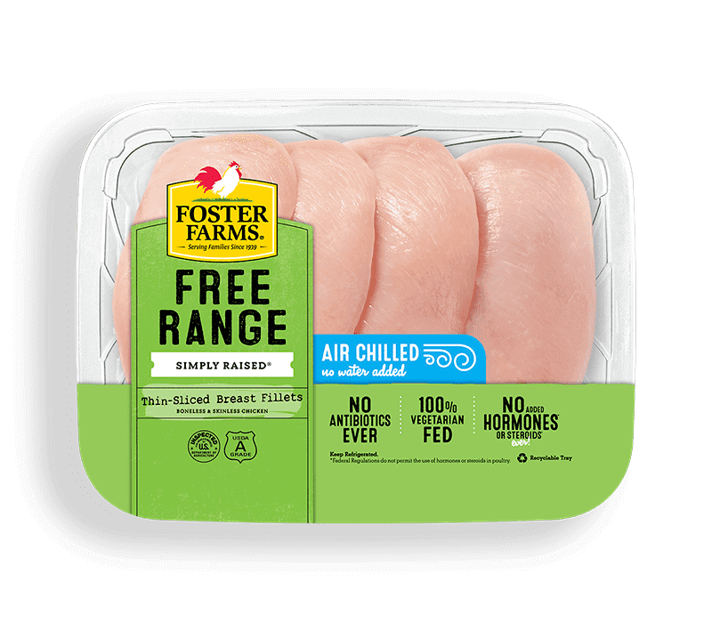 Free Range Thin-Sliced Boneless Skinless Chicken Breast Fillets