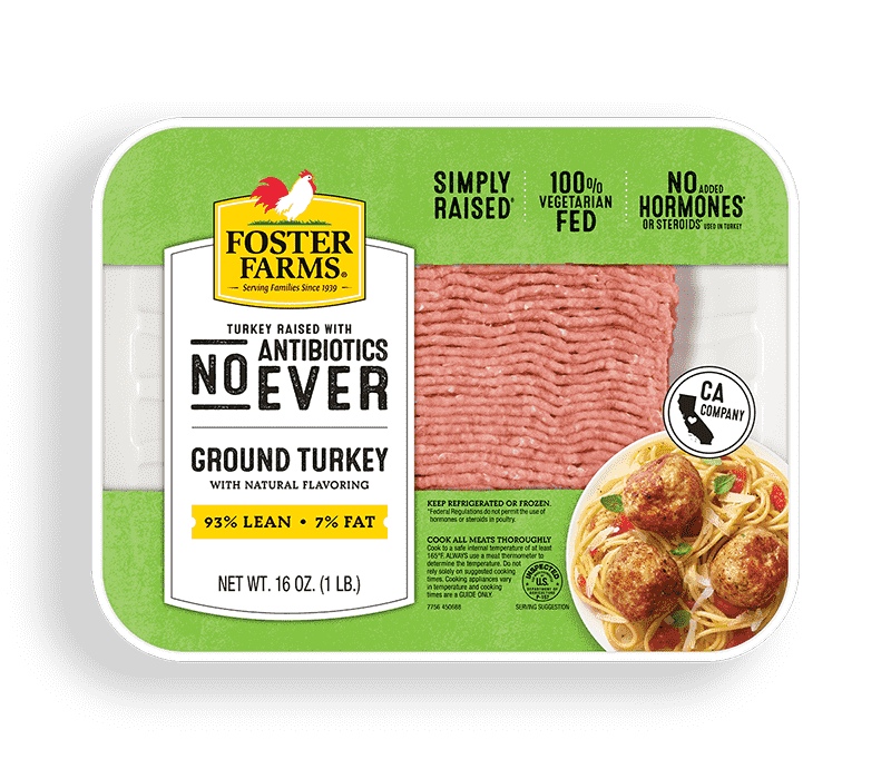 Ground Turkey with No Antibiotics Ever 93% Lean - 16 oz.