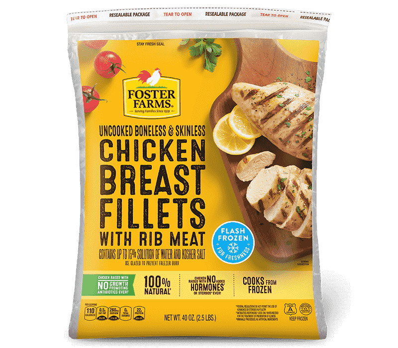 Uncooked Boneless & Skinless Frozen Chicken Breast Fillets