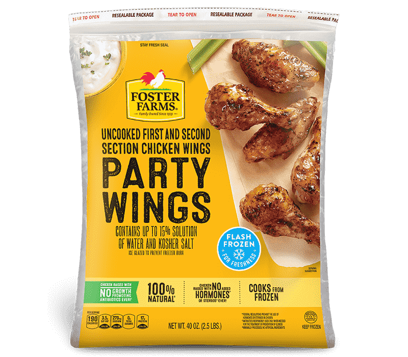 Uncooked First and Second Section Chicken Party Wings