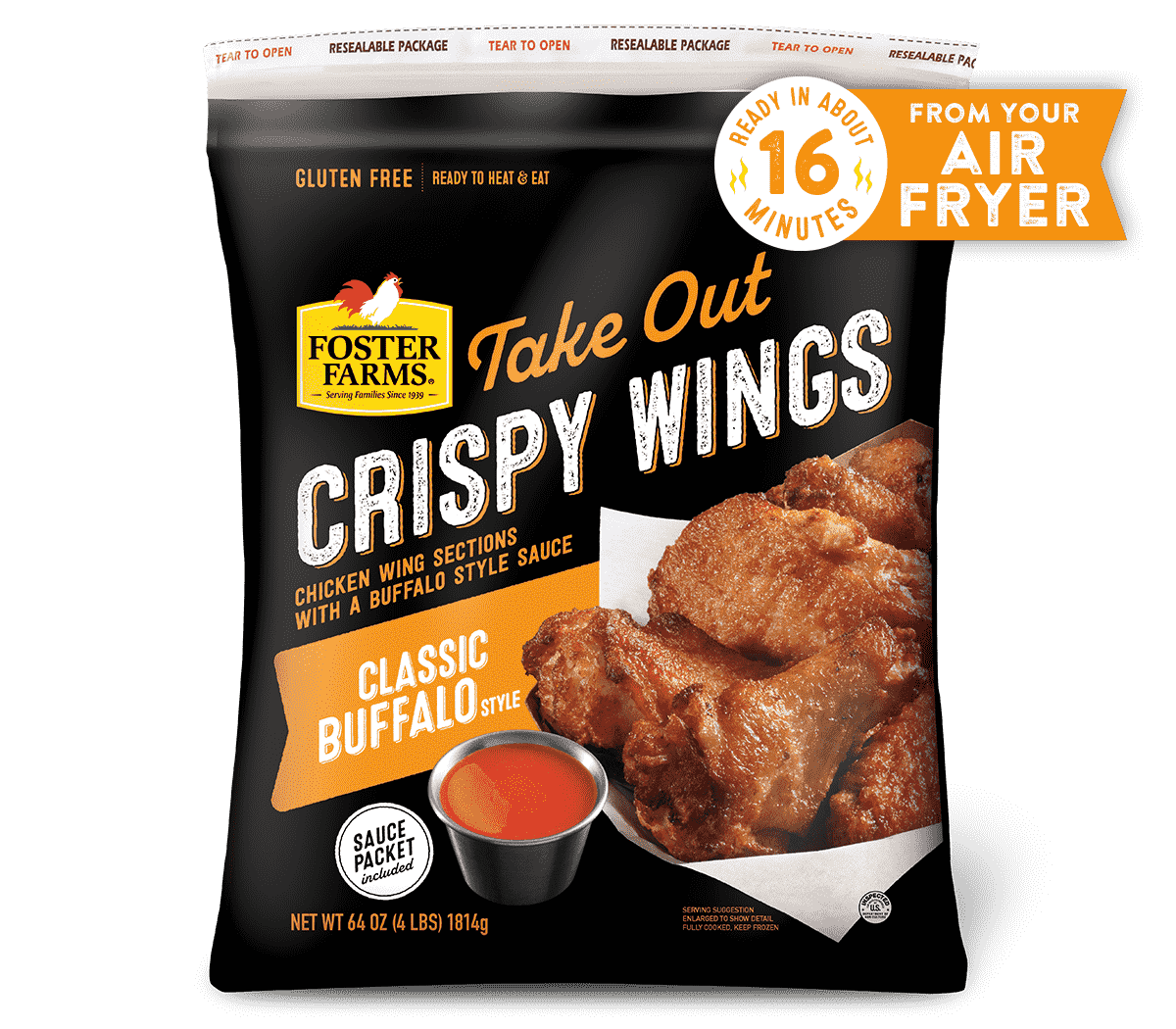 Classic Buffalo Take Out Crispy Wings - 64 oz.