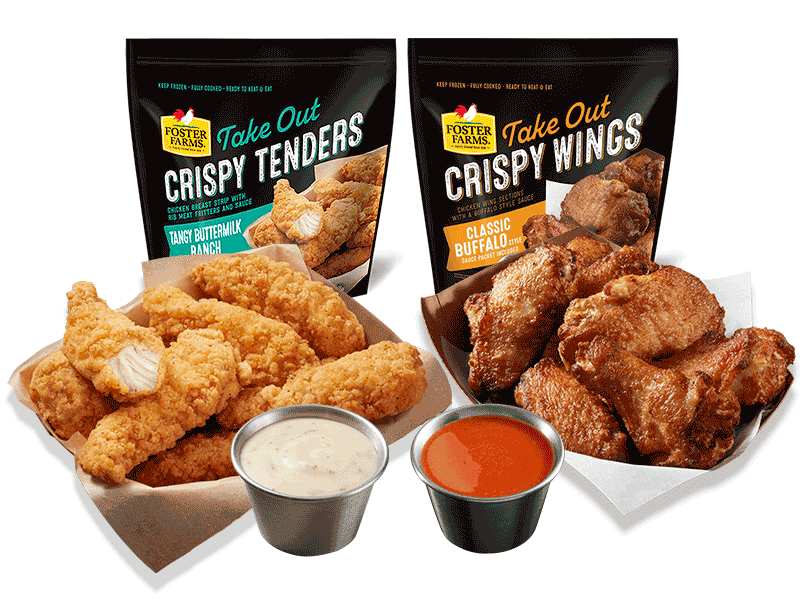 foster farms take out tenders and wings in a basket