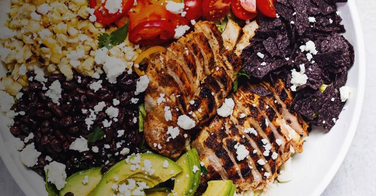 Grilled Chicken Southwestern Salad with Creamy Cilantro Lime Dressing