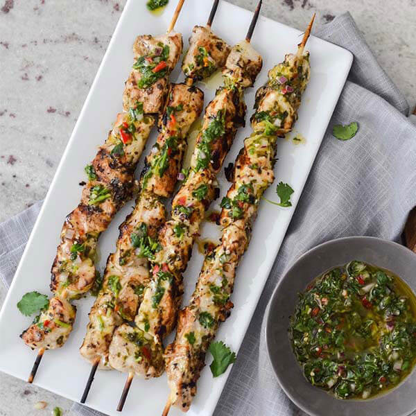 Grilled Chicken Kabobs with Cilantro Chimichurri