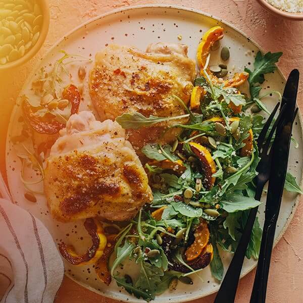 Roasted Chicken Thighs and Delicata Squash